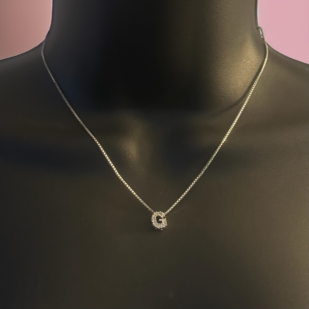 Vintage Nadri silver tone CZ initial letter G necklace